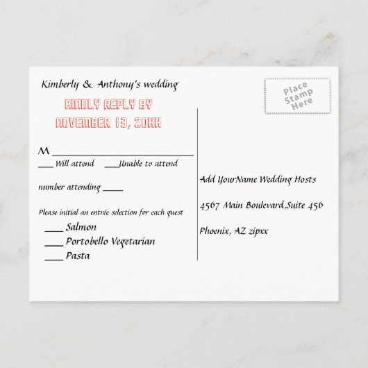 Las Vegas RSVP bruiloft receptie Uitnodiging Briefkaart (Achterkant)