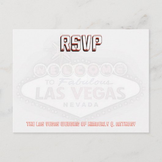 Las Vegas RSVP bruiloft receptie Uitnodiging Briefkaart (Voorkant)