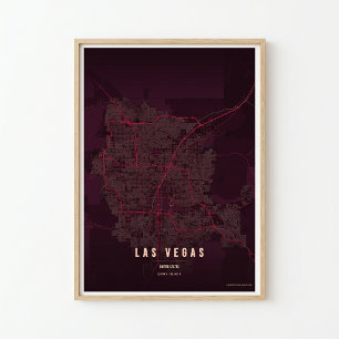 Las Vegas Ruby Poster Print Nevada Kaart Muurkunst