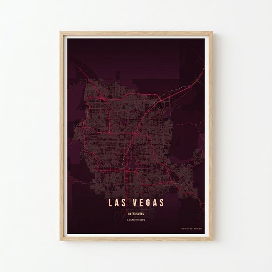Las Vegas Ruby Poster Print Nevada Kaart Muurkunst