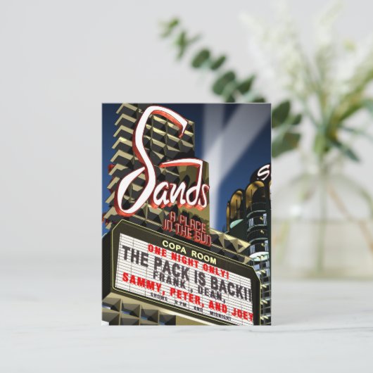 Las Vegas Sands Hotel Retro Neon Briefkaart (Staand voorkant)