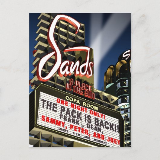 Las Vegas Sands Hotel Retro Neon Briefkaart (Voorkant)
