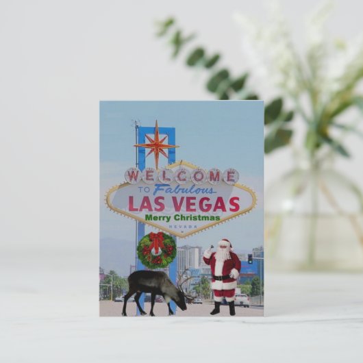 Las Vegas Santa & Rodolph Merry-Briefkaart voor ke Feestdagenkaart (Staand voorkant)
