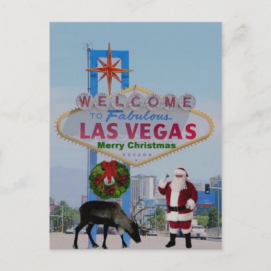 Las Vegas Santa & Rodolph Merry-Briefkaart voor ke Feestdagenkaart (Voorkant)