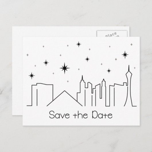 Las Vegas Save the Date Aankondigingskaart (Voorkant / Achterkant)