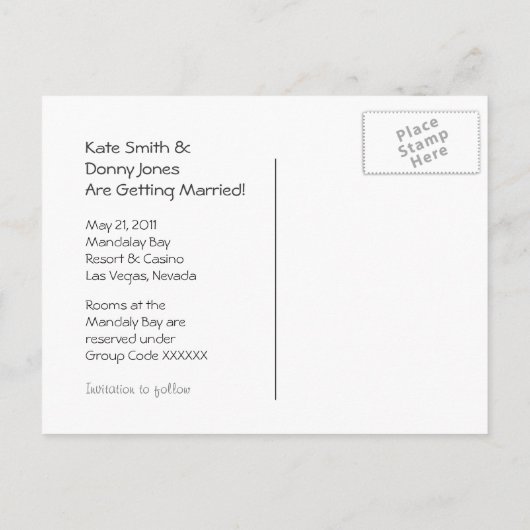 Las Vegas Save the Date Aankondigingskaart (Achterkant)