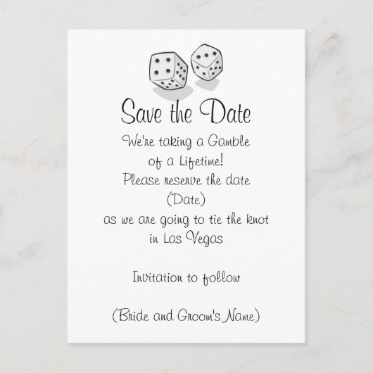 Las Vegas Save the Date Aankondigingskaart (Voorkant)