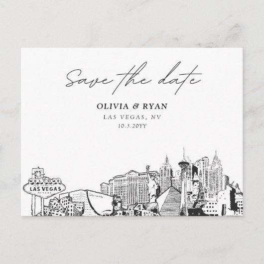 Las Vegas Save the Date Briefkaart Elegante bruilo (Voorkant)