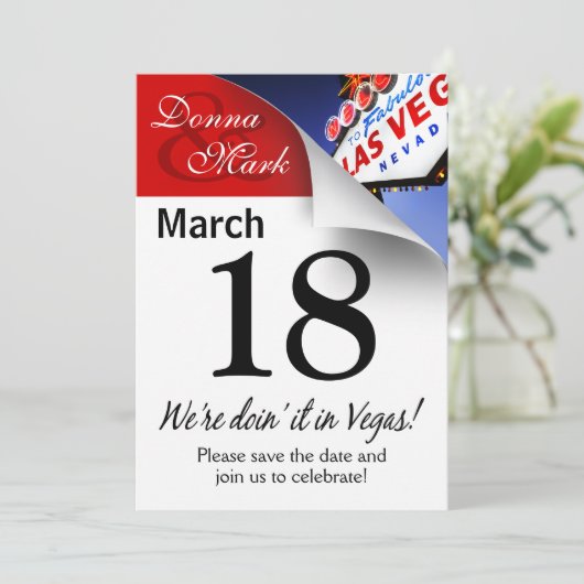 Las Vegas Save the Date Calendar Page (Staand voorkant)