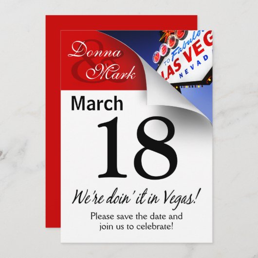 Las Vegas Save the Date Calendar Page (Voorkant / Achterkant)