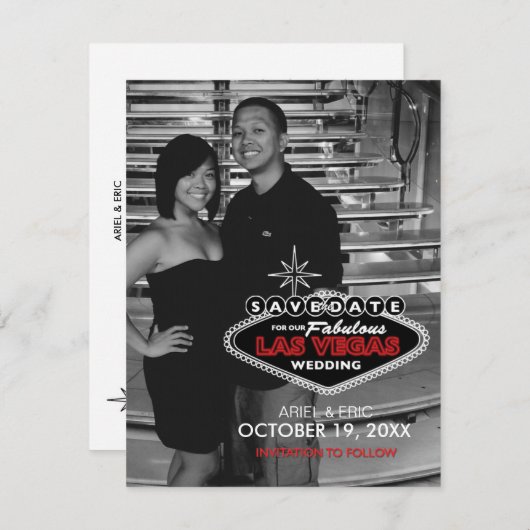 Las Vegas Save-the-Date Custom Briefkaart (Voorkant / Achterkant)