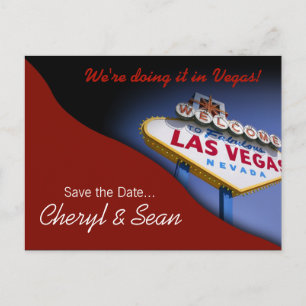 Las Vegas Save The Date (donkerrood) Aankondigingskaart