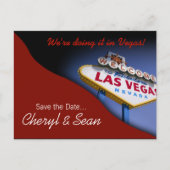 Las Vegas Save The Date (donkerrood) Aankondigingskaart (Voorkant)
