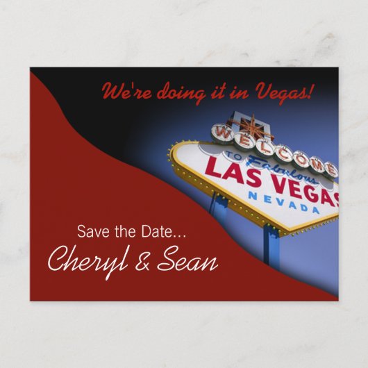 Las Vegas Save The Date (donkerrood) Aankondigingskaart (Voorkant)