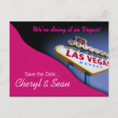 Las Vegas Save The Date (Fuschia) Aankondigingskaart (Voorkant)