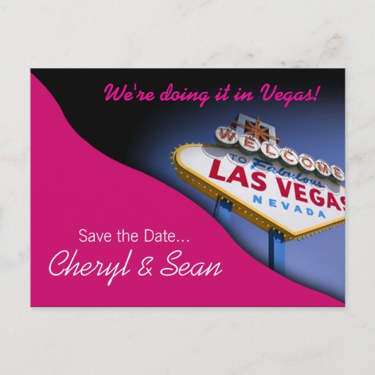 Las Vegas Save The Date (Fuschia) Aankondigingskaart (Voorkant)