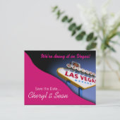Las Vegas Save The Date (Fuschia) Aankondigingskaart (Staand voorkant)