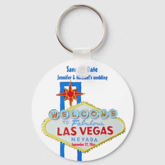 Las Vegas Save the Date Gepersonaliseerd Occasion Sleutelhanger (Voorkant)