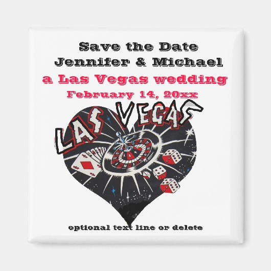 Las Vegas Save the Date Heart Magneet (Voorkant)