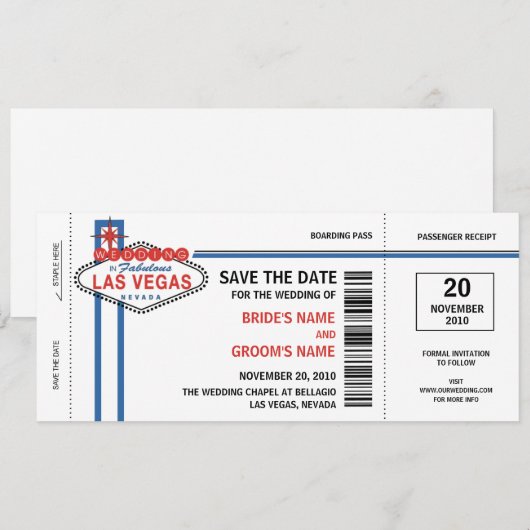 Las Vegas Save the Date Invitations (Voorkant / Achterkant)
