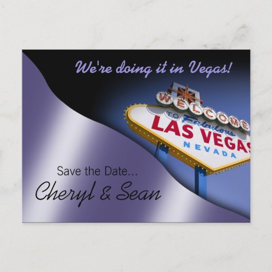Las Vegas Save The Date (Metallic lila) Aankondigingskaart (Voorkant)