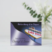 Las Vegas Save The Date (Metallic lila) Aankondigingskaart (Staand voorkant)
