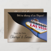 Las Vegas Save The Date (metallic perzik) Aankondigingskaart (Voorkant / Achterkant)