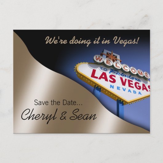 Las Vegas Save The Date (metallic perzik) Aankondigingskaart (Voorkant)