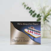 Las Vegas Save The Date (metallic perzik) Aankondigingskaart (Staand voorkant)