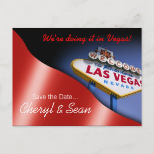 Las Vegas Save the Date (metallic rood) Aankondigingskaart