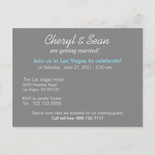 Las Vegas Save The Date (metallic zilver) Aankondigingskaart (Achterkant)