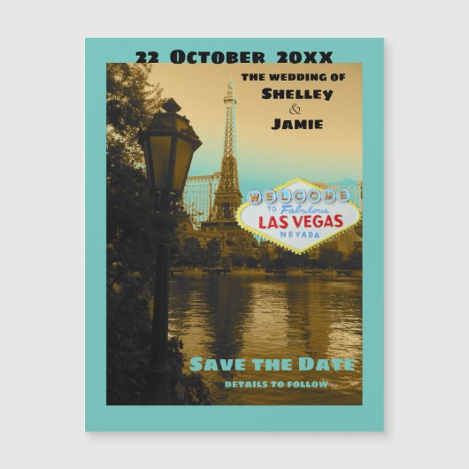 Las Vegas Save the Date turquoise Magnet (Voorkant)