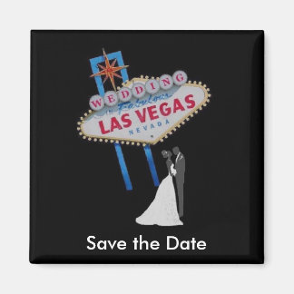 Las Vegas "Save the Date" Wedding Magnet with Brid