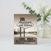 Las Vegas  Sepia Bruiloft Save The Date Aankondigingskaart (Staand voorkant)