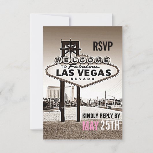 Las Vegas  Sepia Modern Bruiloft RSVP (Voorkant)