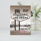 Las Vegas  Sepia Modern Bruiloft RSVP (Staand voorkant)