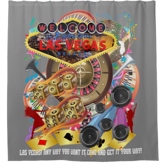 Las Vegas Shower Curtain Collectie Gray Douchegordijn (Voorkant)