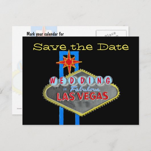 Las Vegas Sign Bewaar de datum Aankondigingskaart (Voorkant / Achterkant)