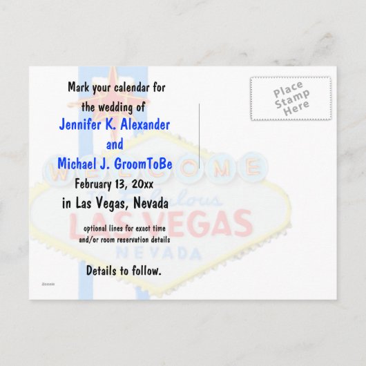 Las Vegas Sign Bewaar de datum Aankondigingskaart (Achterkant)