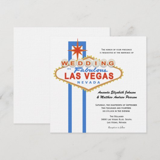 Las Vegas Sign Destination Wedding Invitation Kaart (Voorkant / Achterkant)