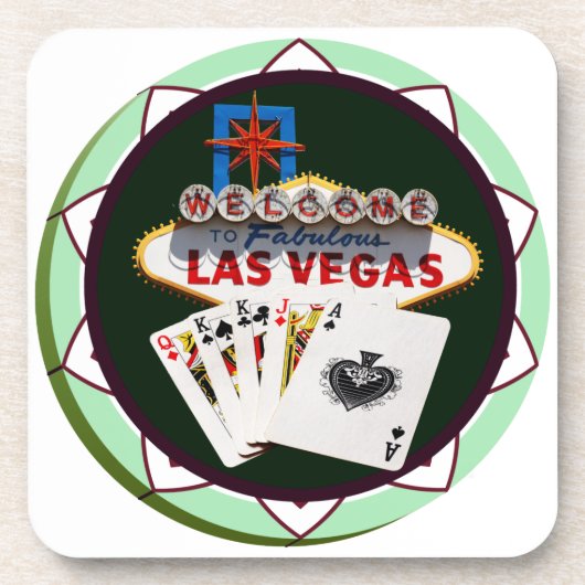 Las Vegas Sign. en twee Kings Poker Chip Bier Onderzetter (Voorkant)