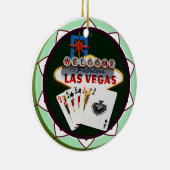 Las Vegas Sign. en twee Kings Poker Chip Keramisch Ornament (Rechts)