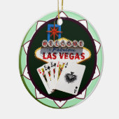 Las Vegas Sign. en twee Kings Poker Chip Keramisch Ornament (Links)