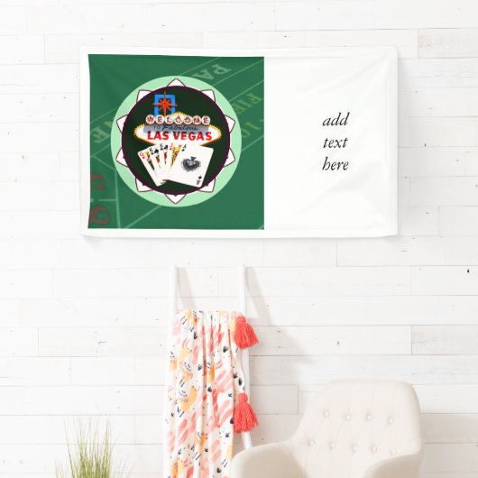 Las Vegas Sign. en twee Kings Poker Chip Spandoek (Insitu)