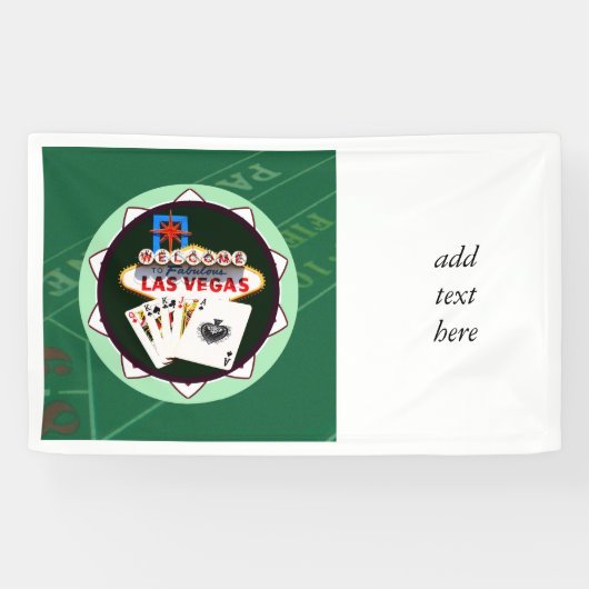 Las Vegas Sign. en twee Kings Poker Chip Spandoek (Horizontaal)