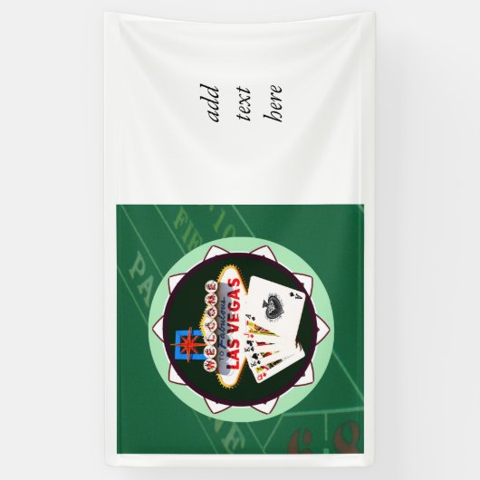 Las Vegas Sign. en twee Kings Poker Chip Spandoek (Verticaal)