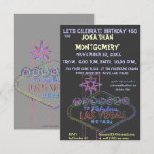 Las Vegas Sign Fiftieth Birthday Party Kaart (Voorkant / Achterkant)