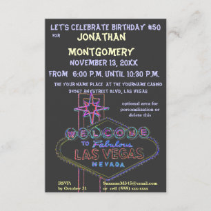 Las Vegas Sign Fiftieth Birthday Party Kaart