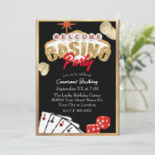 Las Vegas Sign Gold Casino Party Kaart (Staand voorkant)