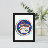 Las Vegas Sign. & Kaarten Poker Chip (Staand voorkant)